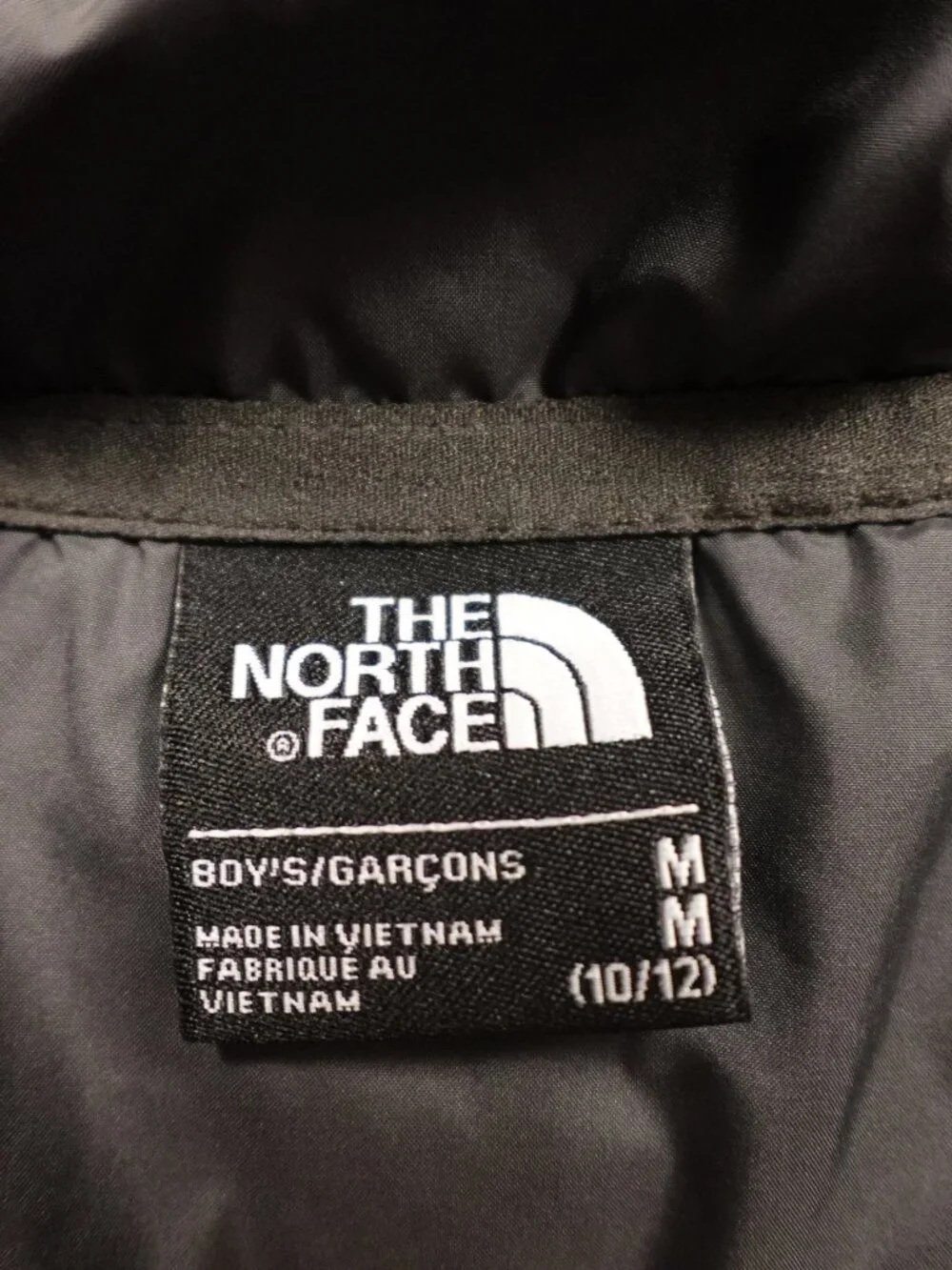 The North Face Quilted Insulated Hooded Jacket Boys Medium (10/12) Gray Full Zip